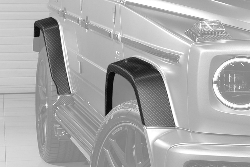 TopCar Carbon Fender Extensions (only G63), 4 pcs for Gwagen W465 – Inferno Lights Edition