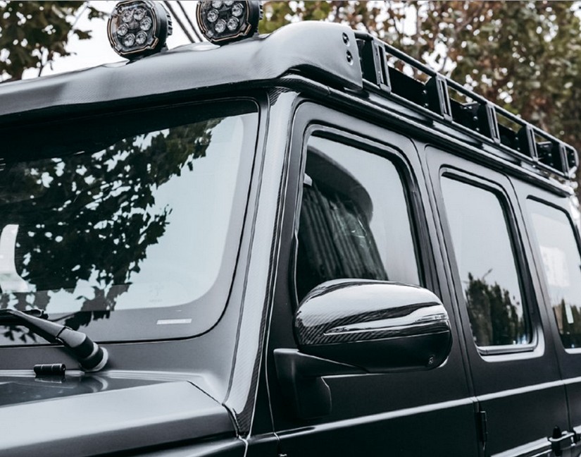 Dry Carbon Roof Strip Trim + A-Pillar Set (2025+) – G-Wagon Exterior Detail Upgrade