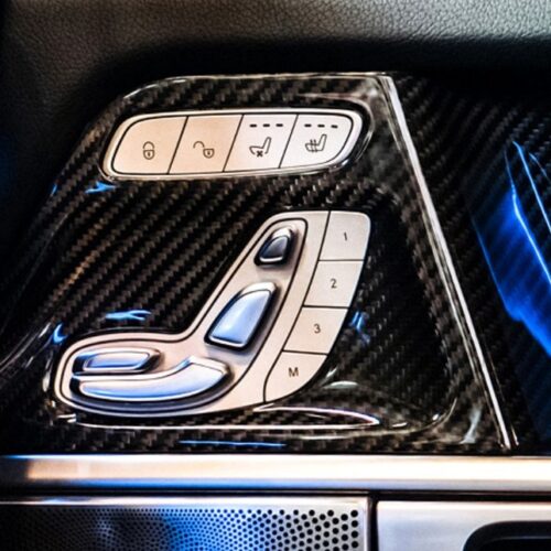 Inner Door Seat Adjustment Switch Frame – Dry Carbon Fiber (2025+) – G-Wagon Interior Detail Upgrade