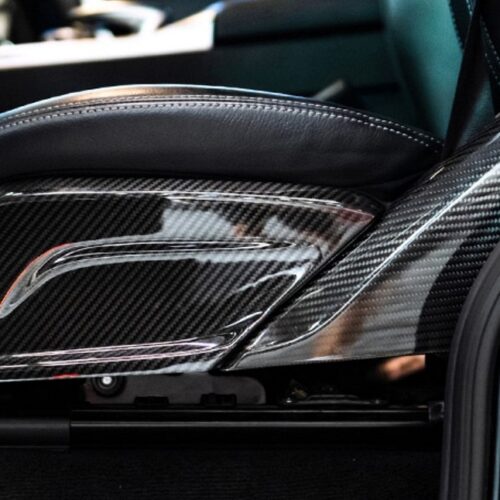 Seat Side Trim Panel – Black/Red Dry Carbon Fiber (2025+) – G-Wagon Interior Accent Upgrade